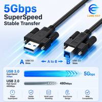 Câble USB 3.0 AM vers BM mâle vers mâle avec vis, transfert de données 5 Gbit/s, charge rapide 3A pour imprimante industrielle