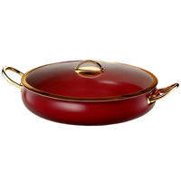 Ensemble de cuisine de luxe en acier inoxydable avec revêtement en marbre rouge, de haute qualité, antiadhésif, comprenant une casserole, une marmite à soupe et une poêle à frire