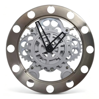 Horloge murale rotative à engrenages métalliques ronds avec design rétro pour bureau, décoration de la maison, utilisation par les enfants