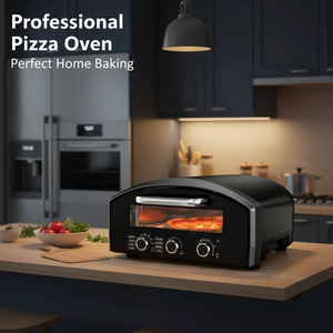 เตาอบพิซซ่ามืออาชีพขนาด13นิ้วขนาด330มม. หิน2160W ฝาอลูมิเนียมหล่อขึ้นรูปด้วยความร้อนสูงเกินไปป้องกันความร้อนสูงเกินไป - Product Image 2