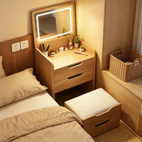 Coiffeuse pour petites chambres : Miroir rabattable minimaliste et coffre de rangement tout-en-un, table de maquillage de luxe léger
