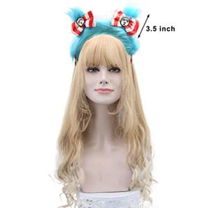 SOLPOP <span class=keywords><strong>Dr</strong></span>. Seuss Cartoon Thing 1 Cosplay-Kopfbedeckung, Zubehör, blaues, flauschiges Stirnband mit roter Schleife, blaues Haarband, Kostümzubehör - Product Image 5