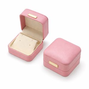 Boîte à boucles d'oreilles de luxe personnalisée en cuir PU rigide avec charnière, insert floqué, impression de logo personnalisé, prix de gros - Product Image 4