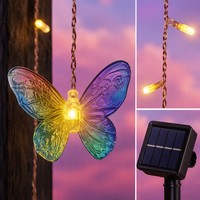 Güneş Enerjili Dış Mekan Akan Su Buz Bar Işıkları Dizisi Kelebek Şelale Işıkları Su Geçirmez Bahçe Atmosfer Led Asılı Işıklar