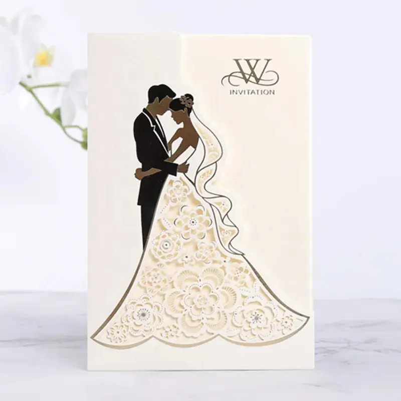 Laser Cut Wedding Invitations Bride Groom _ Wedding Invitations Divorced Parents - Cards Invitations
