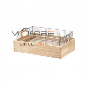 Présentoir rectangulaire en bois pour desserts, buffet traiteur, confiseries, avec panier à frites en acier inoxydable - Product Image 5