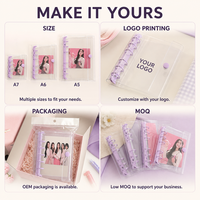 Classeur A7 pour photocards Kpop, 6 anneaux, en PVC transparent, mini album rechargeable pour cartes photo, avec double fermeture à pression