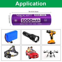 Prix d'usine Vapcell H50 21700 5000mah 50A Courant de décharge continu haute capacité Batterie Li-ion 21700 pour pack de batteries