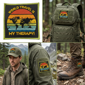 Patch brodé vintage à rayures arc-en-ciel avec <span class=keywords><strong>carte</strong></span> du monde, badge brodé personnalisé à coudre sur les vêtements, accessoire pour sac de randonnée, vêtements - Product Image 2
