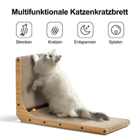 Griffoir pour chat en carton recyclé de qualité supérieure, en forme de L, pour mur et coin, avec balle interactive