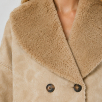 Manteau en fausse fourrure Boying pour femme, 100 % polyester, doublure polaire, écologique, teint uni, tissé, hiver, OEM ODM, vente en gros
