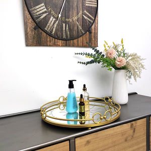 Articoli <span class=keywords><strong>da</strong></span> <span class=keywords><strong>toeletta</strong></span> per camere d'albergo di lusso rotondo in metallo specchio in vetro trucco <span class=keywords><strong>vassoio</strong></span> espositore per gioielli-<span class=keywords><strong>vassoio</strong></span> <span class=keywords><strong>da</strong></span> portata decorativo rotondo - Product Image 5