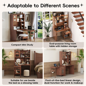 Computer <b>Desk</b> With 90 Degree Rotating Desktop 43x70 Inch Office <b>Desk</b> With Storage <b>Drawer</b> And Cabinets Gaming <b>Desk</b> - Product Image 6