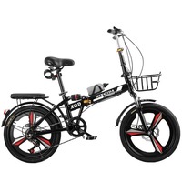Bicicleta Plegable Portátil de 20/22 Pulgadas para Adultos, Hombres y Mujeres, con Velocidades Variables, Frenos de Disco, Amortiguador y Horquilla de Acero