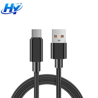 Câble de charge USB A vers Type C 6A 100W super rapide, cordon de chargeur tressé en nylon pour téléphone portable Type C