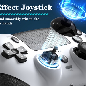 คอนโทรลเลอร์เกม HYT T48 แบบจอยสติ๊กพร้อมพวงมาลัย  มอเตอร์สั่นสะเทือนสำหรับเล่นเกมบน P4/PC - เชื่อมต่อไร้สายผ่านบลูทูธ ปุ่มเทอร์โบ  ระบบเซ็นเซอร์ 6 แกน - Product Image 6