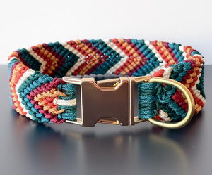 <span class=keywords><strong>Collar</strong></span> de Perro Martingale de Lujo Estilo Bohemio Personalizado, Nuevo Estilo, Colorido, de Paracord Ancho con Cintas Elegantes y Patrón de Rayas - Product Image 2