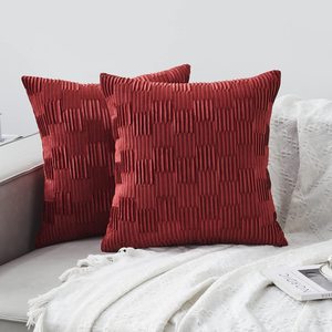 <span class=keywords><strong>Housse</strong></span> <span class=keywords><strong>de</strong></span> coussin décorative en velours uni texturé, design plissé ondulé, pour un intérieur moderne et luxueux - Product Image 5