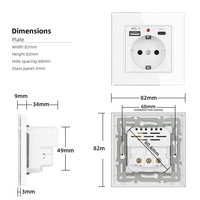 Enchufe con Interfaz USB Tipo C, Módulo Eléctrico de Carga Rápida Multipuerto PD de 20 W, Enchufe de Pared USB