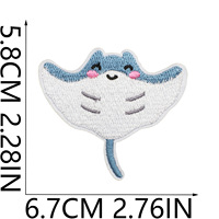 Patchs en tissu polyester personnalisables brodés sur le thème de la vie marine (Requin, Petit Poisson, Conque) pour la décoration de vêtements, Chine, Livraison en 7 jours