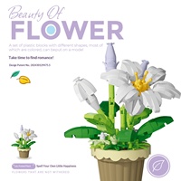 Bouquet de roses, fleurs éternelles en pot, série de plantes succulentes, blocs de construction DIY compatibles Lego, jouet d'assemblage pour enfants, modèle en boîte colorée
