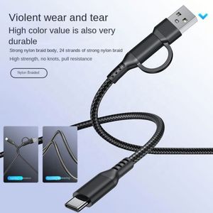 สายชาร์จและถ่ายโอนข้อมูลแบบ 2-in-1 ยาว 2 เมตร 6 ฟุต หัวต่อ Type C to Type-C และ USB-A รองรับกระแสไฟ 3A ผลิตจากอลูมิเนียมอัลลอยด์และไนลอนถัก สำหรับโทรศัพท์มือถือ - Product Image 4