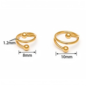 Stainless Steel <b>Nose</b> <b>Ring</b> Double Bead Design Golden And <b>Silver</b> Color For <b>Nose</b> Piercing Jewelry - Product Image 2