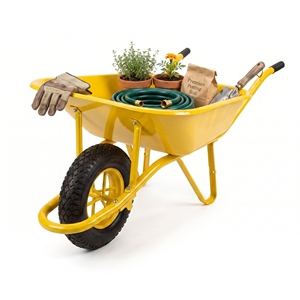 WB6400 Kuwait Saudi Arabia 0.5mm Steel Tray Wheelbarrow 4.00-8 Pneumatic Rubber <b>Wheel</b> Construction Garden <b>Wheel</b> Barrow - Product Image 4