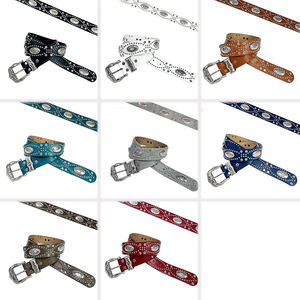 Cintura da donna stile retrò con fiori e strass, fibbia in lega, alla moda, hip hop, resistente, con rivetti in strass per pantaloni - Product Image 4