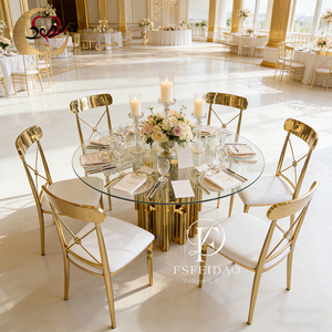 ชุดโต๊ะอาหารและเก้าอี้สแตนเลสสตีลทันสมัยสไตล์ดูไบ สำหรับใช้ในบ้าน อพาร์ทเมนต์ โรงแรม และกลางแจ้ง สำหรับงานจัดเลี้ยง สามารถปรับแต่งได้ - Product Image 3