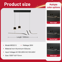 Lustre LED suspendu pour salon, design original, en aluminium, commande intelligente, blanc chaud, intensité variable, style nordique créatif, pour salle à manger