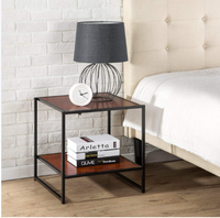 Table d'appoint moderne multifonction en métal et bois avec cadre noir pour salon, meubles de maison
