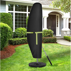 Parapluie droit vert fluorescent pour jardin avec poteau télescopique et bases étanches 2 boucles à ressort - Product Image 1