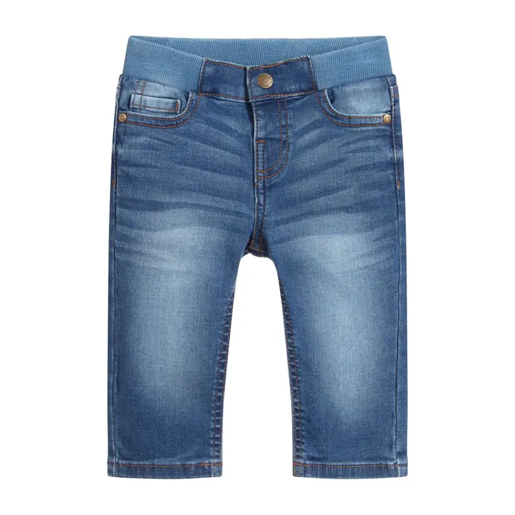 Blaue Farbe Kinder hose für Jungen elastischer Bund mit Knopf kurze Jeans Jeans Jungen hose