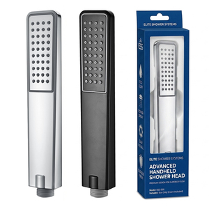 Pommeau de <span class=keywords><strong>douche</strong></span> à main haute pression à fonction unique, tête de pulvérisation carrée en ABS, finition chromée/noire, avec connecteur G1/2 - Product Image 1