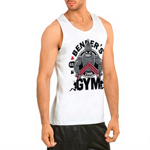 Camiseta sin mangas de compresión para hombre, talla grande, blanca, 100% algodón, tejido acanalado, transpirable, de secado rápido, ecológica, de alta calidad - Product Image 1