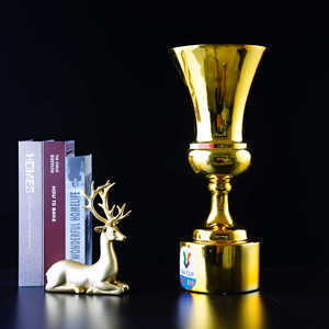 Trofeo de la Copa Italia de Fútbol, Personalizado en Metal Dorado, Premio del Campeonato <span class=keywords><strong>Italiano</strong></span> de Fútbol, Premio Perpetuo Ornamentado, Grabado Gratuito - Product Image 2
