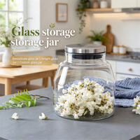 Bocaux de conservation alimentaire en verre soufflé à la main, hermétiques, transparents, compatibles lave-vaisselle, avec couvercles en acier inoxydable