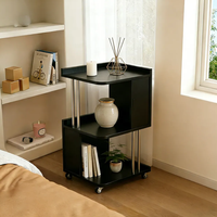 Table d'appoint mobile, petite table basse, table d'appoint pour canapé de salon, table d'appoint avec rangement et étagère à roulettes
