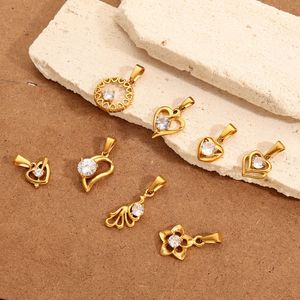 Collezione di ciondoli bikini lucidi F238 in acciaio inossidabile placcato oro 18K PVD con zirconi, a forma di cuore, angelo, fiore, ciondoli fai da te, impermeabili e anti-ossidazione. - Product Image 4