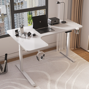 Modern L Shaped Gaming Desk with RGB LED Carbon Fiber Surface Ergonomic Computer <b>Table</b> for Home Office <b>PC</b> Gaming Setup Station - Product Image 3