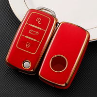 Étui de clé en TPU pour Volkswagen, pour VW Touareg Polo Tiguan Jetta Passat B5 B6 B7 Golf Beetle Skoda Octavia, avec bordure dorée