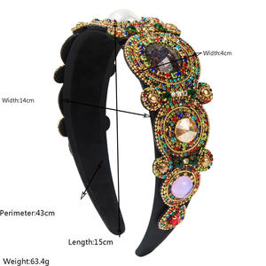 Serre-tête baroque pour femme, bord large avec pierres lâches, accessoire de cheveux élégant pour soirée - Product Image 4