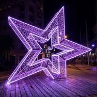 Weihnachten IP65 Wasserdichter Sternförmiger Dekorativer Maßgefertigter Übergroßer Glasfaser-Stern 3D LED Außenbeleuchtung für Festivals