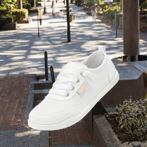 White Canvas <b>Shoes</b> Women Lace Up Casual <b>Sneakers</b> Platform Sole Rubber Outsole for Student Daily Wear - Product Image 3
