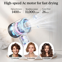 Sèche-cheveux de voyage compact pour salon, hôtel, usage domestique, 1400W, ultra silencieux, 26M/S, séchage rapide, ionique, 110-240V