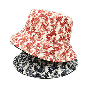 Impreso Coconut Palm Grove Pescador Sombreros de moda Mujeres Verano Surf Playa Moda Cubo Reversible Sombreros personalizados Logo bordado - Product Image 4