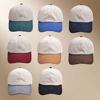 Casquette de baseball rétro années 90 en velours côtelé bicolore, logo personnalisé, 6 panneaux, visière incurvée, style vintage non structuré, avec boucle en laiton