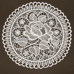 Ethnic Style <b>Round</b> Lace Embroidered Polyester Heat Resistant Non Slip Washable <b>Table</b> Dining Placemat Mat Set - Product Image 2