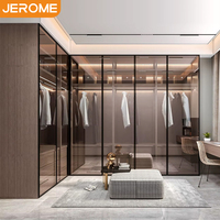 Meuble de chambre à coucher design moderne et de luxe personnalisé fabricant JEROME dressing avec porte en verre trempé